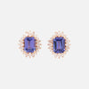 Aretes Charlotte Oro Amarillo 14K con Tanzanitas y Diamantes.