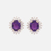 Aretes Charlotte Oro Blanco 14K con Amatistas y Diamantes.