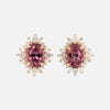 Aretes Charlotte Oro Amarillo 14K con Granates Malaya Oval y Diamantes.