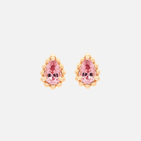 Aretes Elysa Oro Amarillo 14K con Granates Malaya.