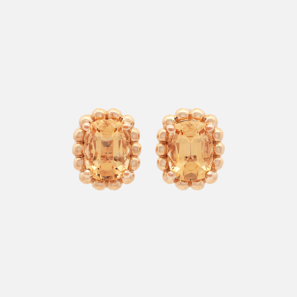 Aretes Elysa Oro Amarillo 14K con Topacios Imperial.