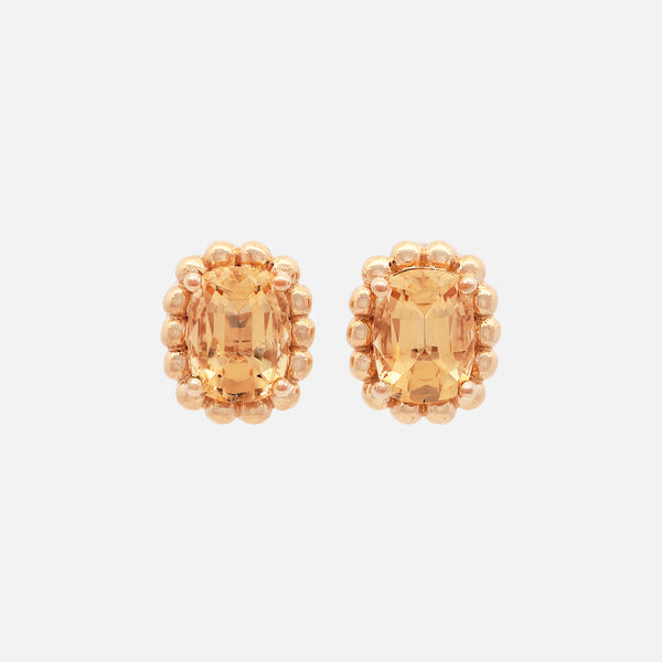 Aretes Elysa Oro Amarillo 14K con Topacios Imperial.