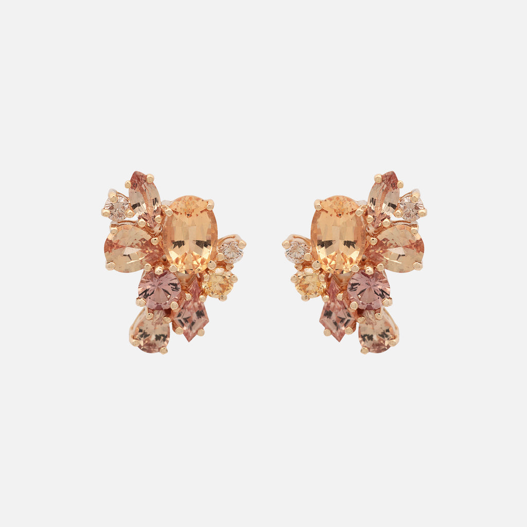Aretes Galaxy Sunset Oro Amarillo 14K con Zafiros, Topacios Imperial y Diamantes.