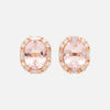 Aretes Gardenia Oro Rosa 18K con Morganitas y Diamantes.