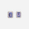 Aretes Gardenia Oro Blanco 18K con Tanzanitas y Diamantes.