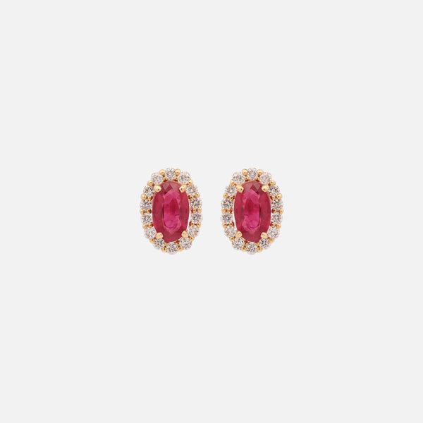Aretes Luxe Oro Amarillo 18K con Diamantes y Rubies.
