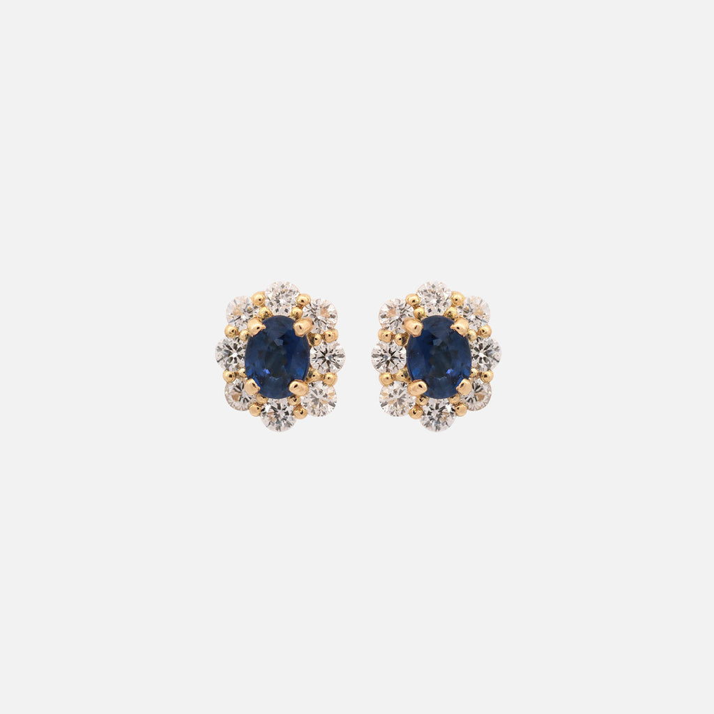 Aretes Imperio mini Oro Amarillo 18K con Diamantes y Zafiros.