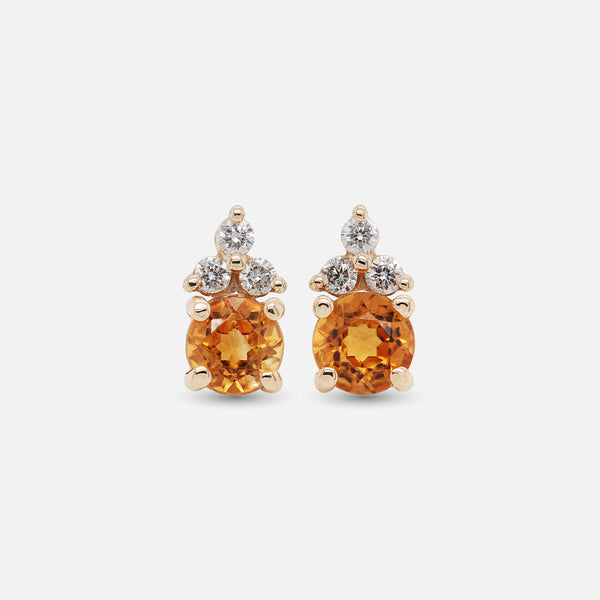 Aretes Lumeria Oro Amarillo 14K con Piedras Naturales y Diamantes.