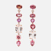 Aretes Magnolia Oro Rosa 18K con Turmalinas, Morganita, Zafiro y Diamantes.