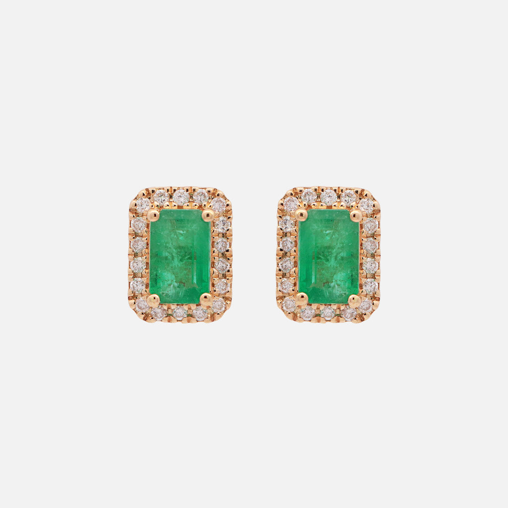 Aretes Royal Oro Amarillo 18K con Esmeraldas y Diamantes.