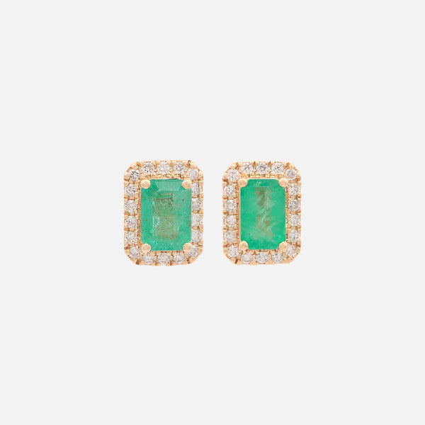 Aretes Royal Oro Amarillo 18K con Esmeraldas y Diamantes.