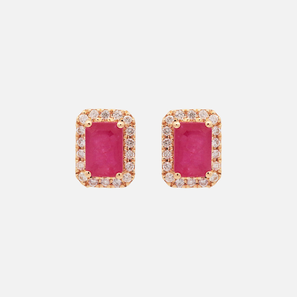 Aretes Royal Oro Amarillo 18K con Rubíes y Diamantes.