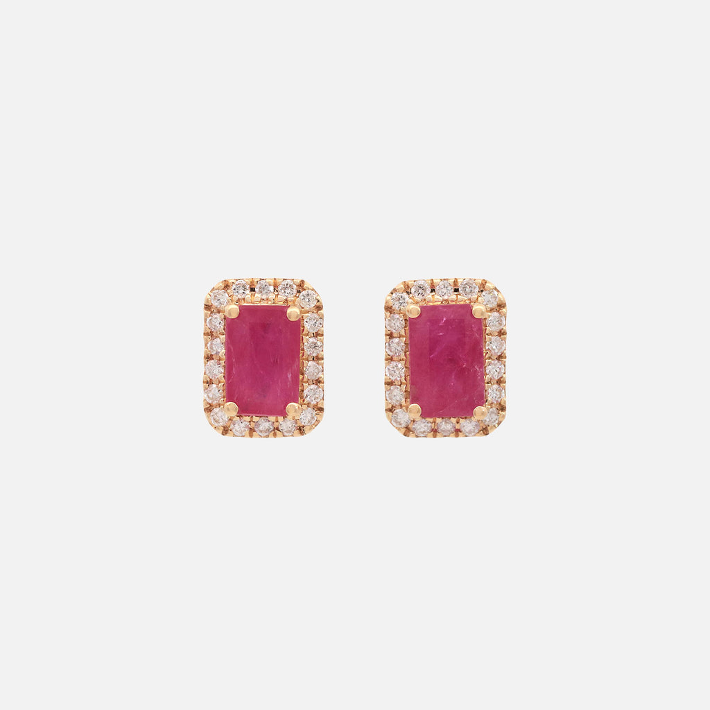 Aretes Royal Oro Amarillo 18K con Rubíes y Diamantes.
