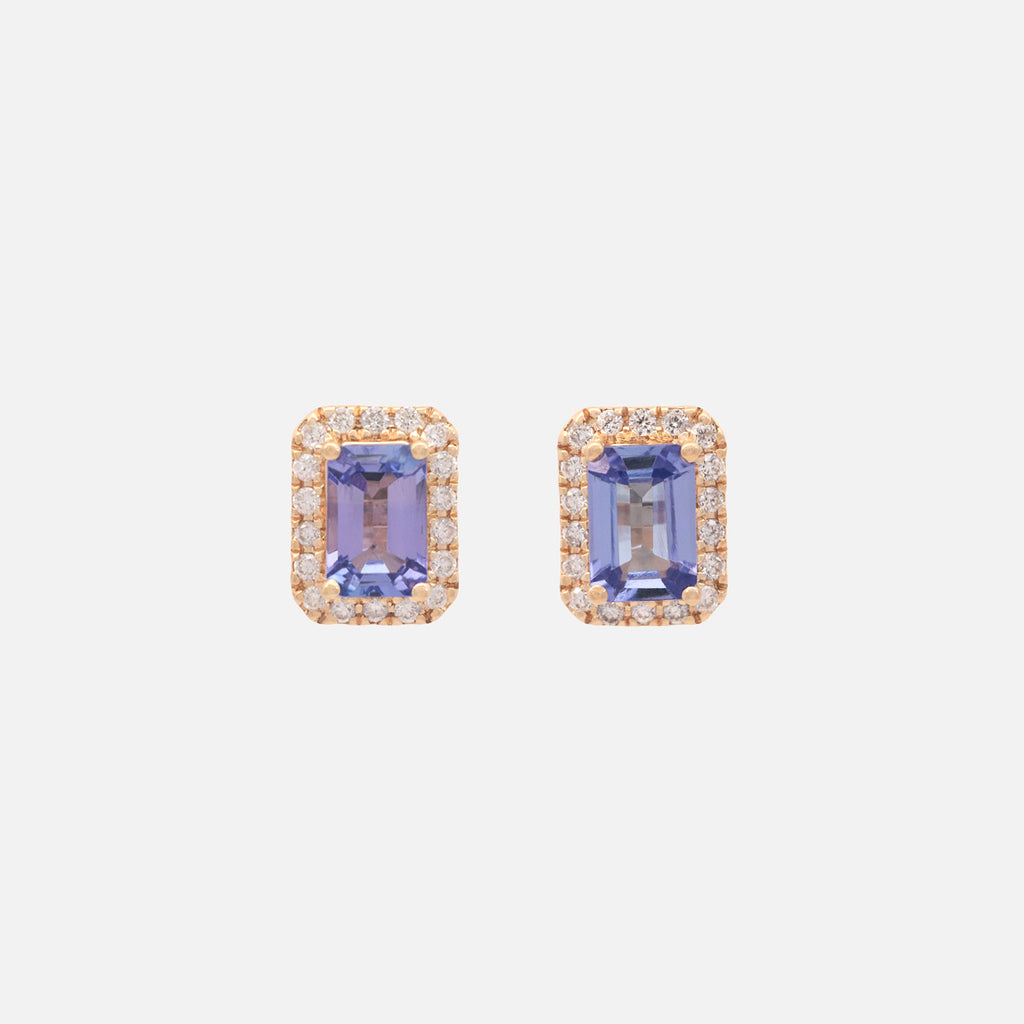 Aretes Royal Oro Amarillo 18K con Tanzanitas y Diamantes.