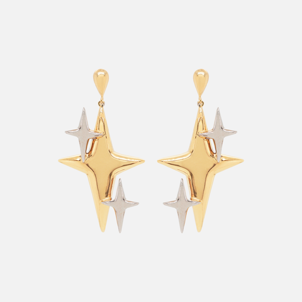 Aretes Spark L Plata .925 con Chapa de Oro 14K.