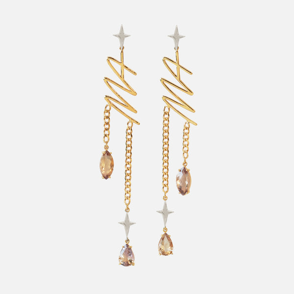 Aretes Spark Monogram Plata .925 con Chapa de Oro 14K.