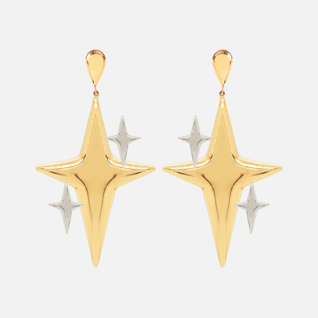 Aretes Spark XL Plata .925 con Chapa de Oro 14K.