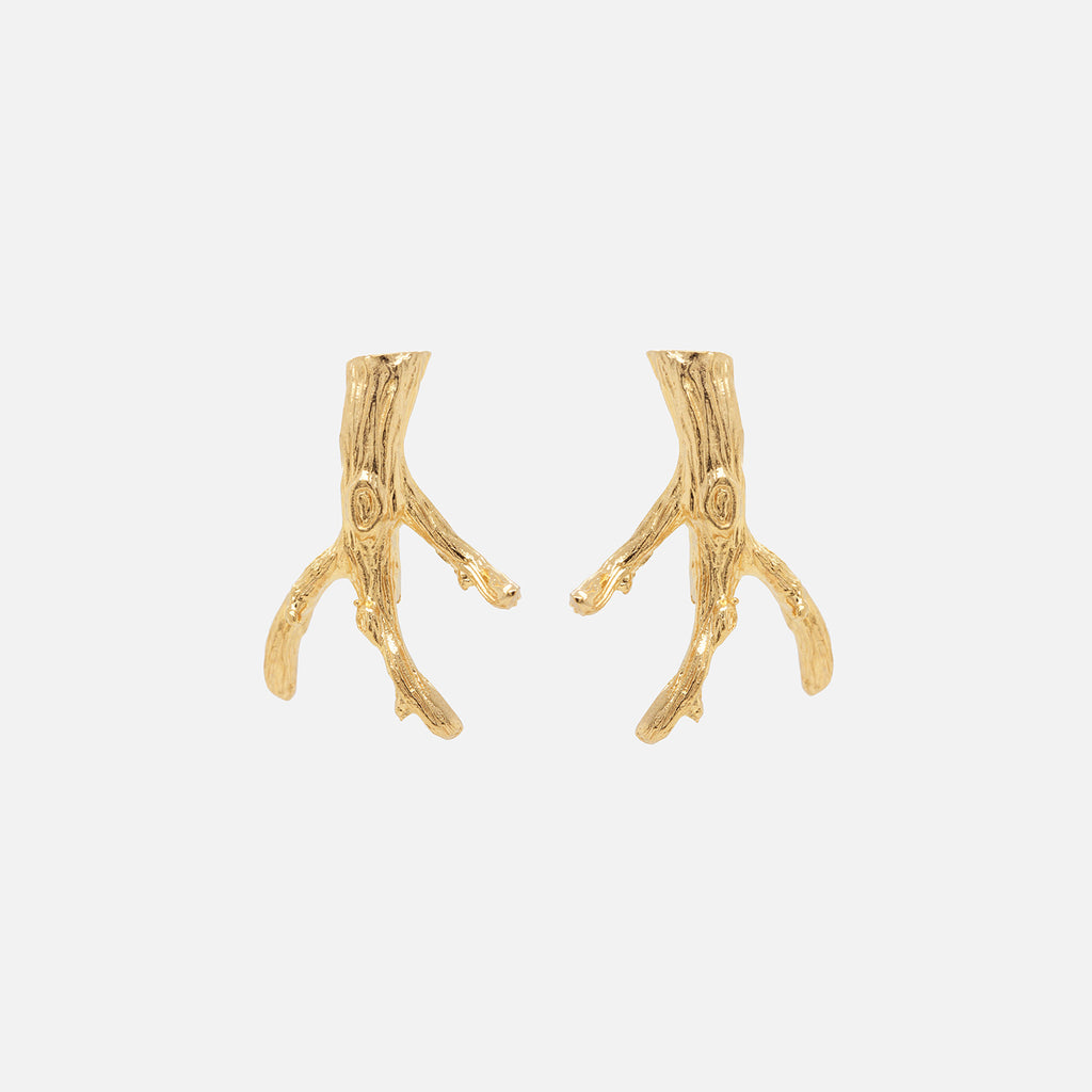 Aretes Terra Chicos Plata .925 con Chapa de Oro 14K.