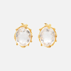 Aretes Terra Plata .925 con Chapa de Oro 14K y Cuarzo Cristal.