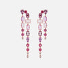 Aretes Waterfall Oro Rosa 18K con Zafiro, Turmalina, Cuarzo Rosa y Diamantes.