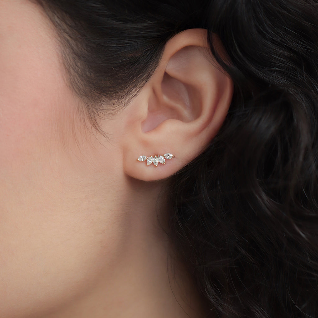 Aretes Acacia Oro Amarillo 18K con Diamantes.