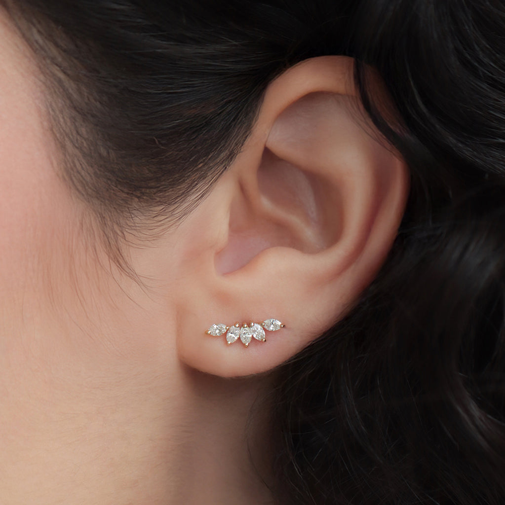 Aretes Acacia Oro Amarillo 18K con Diamantes.