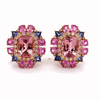 Aretes Armida Pink Oro Amarillo 18K Zafiros, Turmalinas y Diamantes.