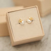 Aretes Bee Plata .925 con Chapa de Oro 14K con Perlas.