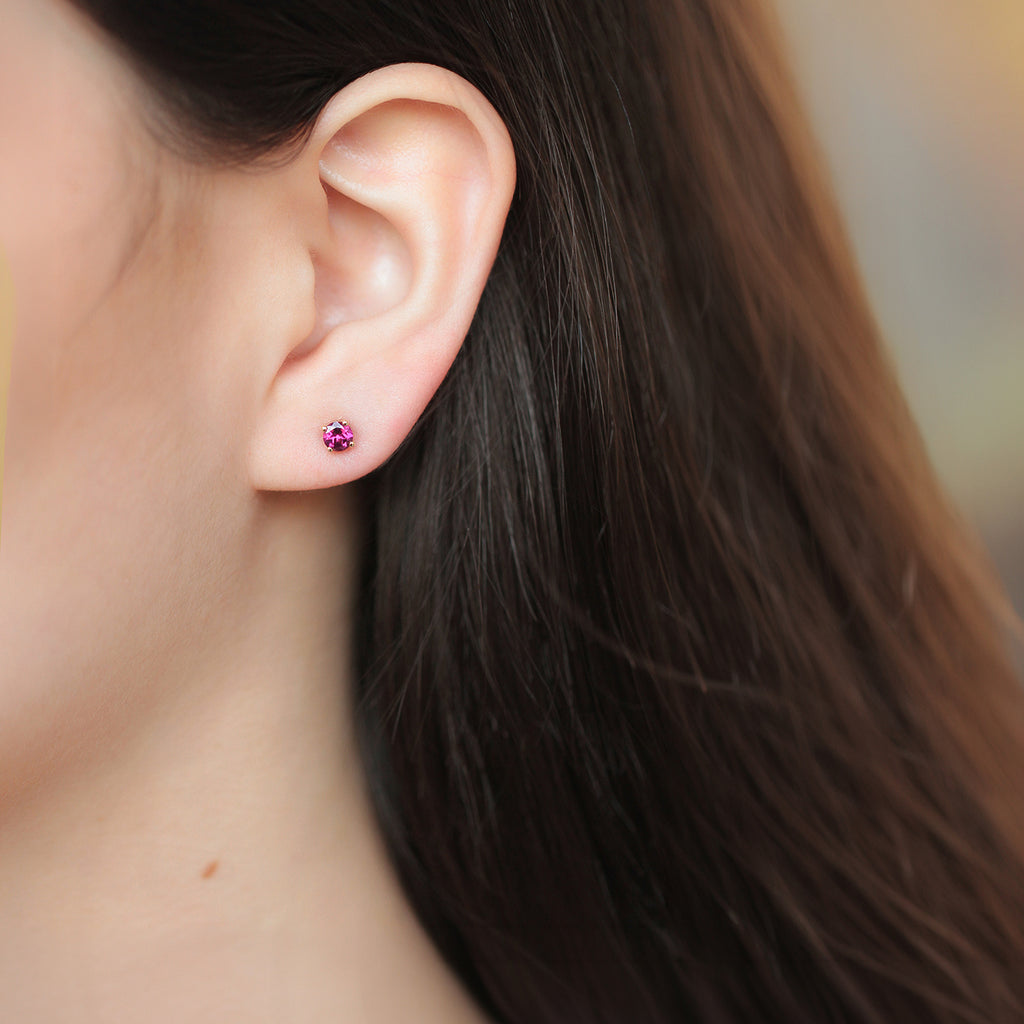 Aretes Birthstone Oro Amarillo 14K con Piedras Naturales.