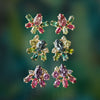 Aretes Botanical Tulip Watermelon Oro Amarillo 14K con Granates Malaya y Turmalinas.