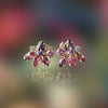Aretes Botanical Tulip Pink Oro Amarillo 14K con Espinelas, Zafiros, Turmalinas, Granates y Diamantes Champagne.