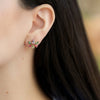 Aretes Botanical Tulip Watermelon Oro Amarillo 14K con Granates Malaya y Turmalinas.