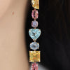 Aretes Candyland Oro Amarillo 18K con Berilos, Prasiolitas, Topacios, Tanzanitas, Zafiros y Perlas.