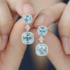 Aretes Celeste Oro Blanco 18K con Aquamarinas y Diamantes.