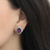Aretes Charlotte Oro Blanco 14K con Amatistas y Diamantes.
