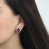 Aretes Charlotte Oro Blanco 14K con Amatistas y Diamantes.
