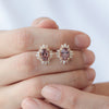 Aretes Charlotte Oro Amarillo 14K con Granates Malaya Oval y Diamantes.