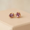 Aretes Elysa Oro Amarillo 14K con Granates Malaya Oval.