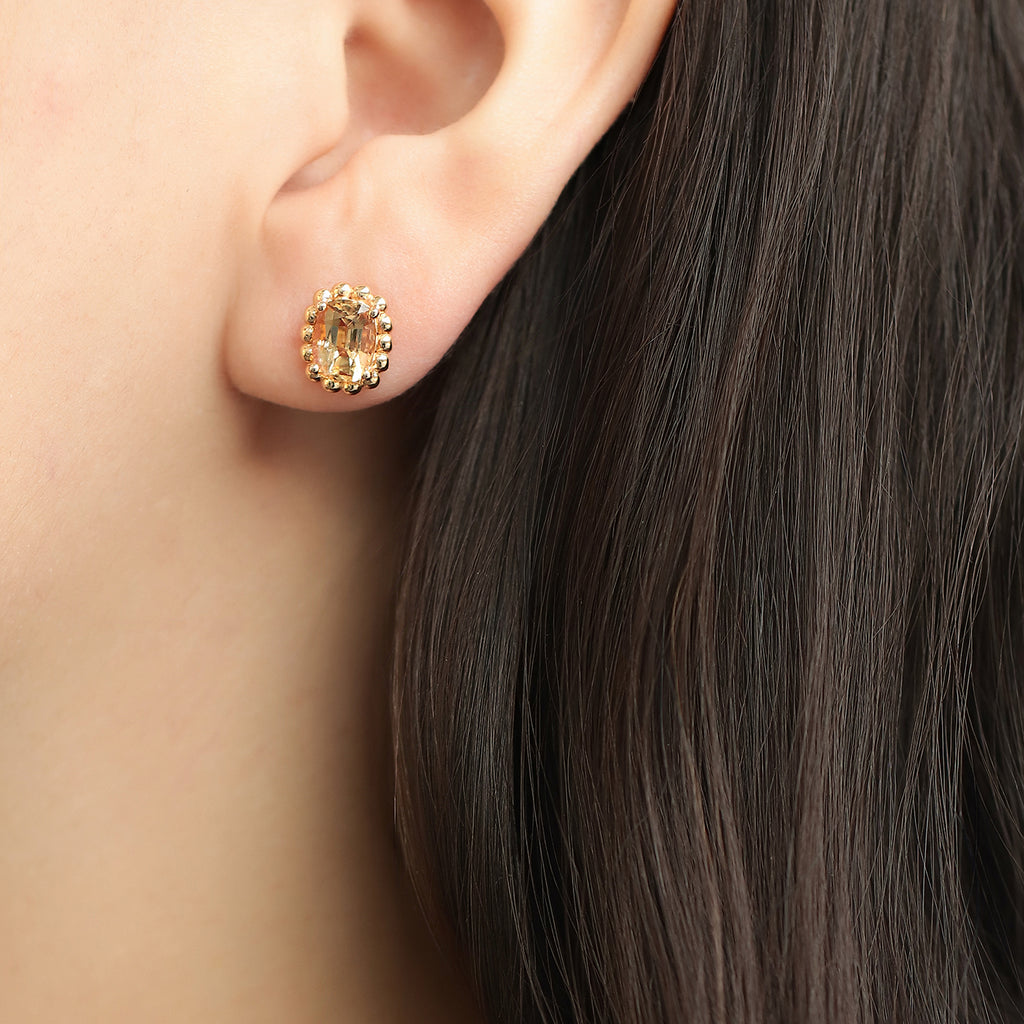 Aretes Elysa Oro Amarillo 14K con Topacios Imperial.