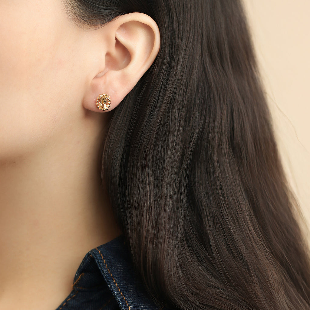 Aretes Elysa Oro Amarillo 14K con Topacios Imperial.