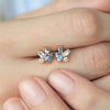 Set Aretes y Anillo Baby Blue Oro Amarillo 14K con Zafiros, Aquamarinas y Diamantes.