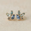 Set Aretes y Anillo Baby Blue Oro Amarillo 14K con Zafiros, Aquamarinas y Diamantes.