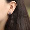 Aretes Gardenia Oro Blanco 18K con Tanzanitas y Diamantes.