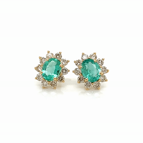 Aretes Imperio Mini Oro 18K con Esmeraldas y Diamantes.