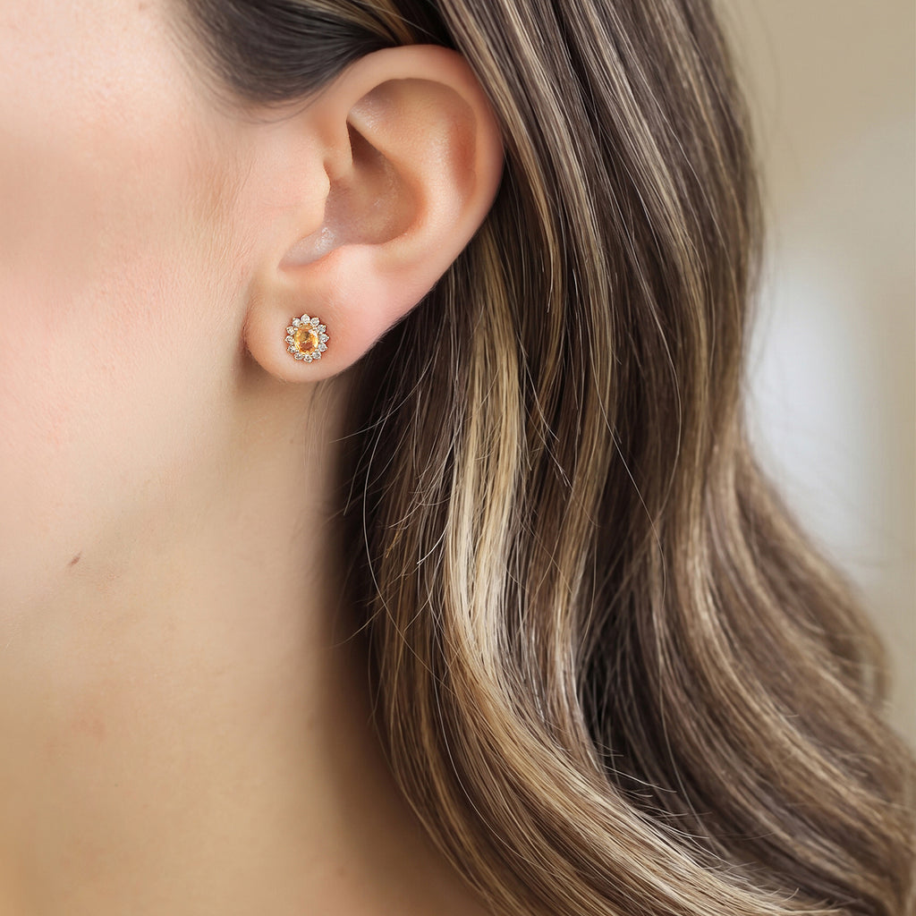 Aretes Imperio Mini Oro Amarillo 18K con Zafiro Amarillo.