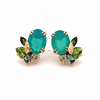 Aretes Botanical Lily Green Ópalos Australianos, Turmalinas, Peridotos, Zafiros y Diamantes-1