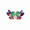 Aretes Botanical Lily Oro Amarillo 14K con Tanzanitas, Amatistas, Zafiros, Rubíes y Ópalos.