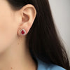 Aretes Luxe Oro Amarillo 14K con Rubíes y Diamantes.
