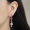 Aretes Magnolia Oro Rosa 18K con Turmalinas, Morganita, Zafiro y Diamantes.