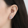 Aretes Gardenia Oro Rosa 18K con Morganitas y Diamantes.